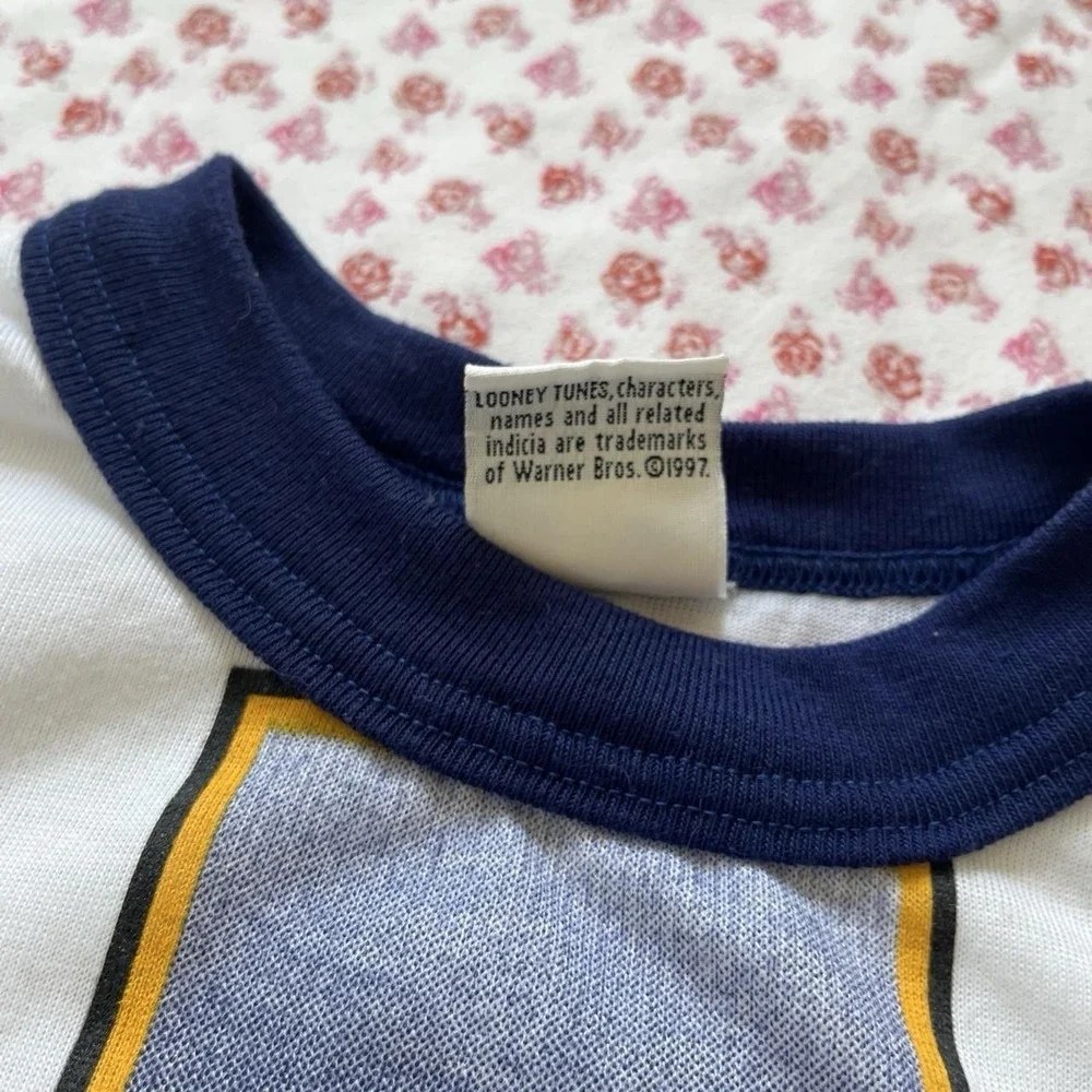 VTG Looney Tunes Shirt Kids Medium Youth 90s Bugs Bunny Soccer ⚽️ World Cup AOP
